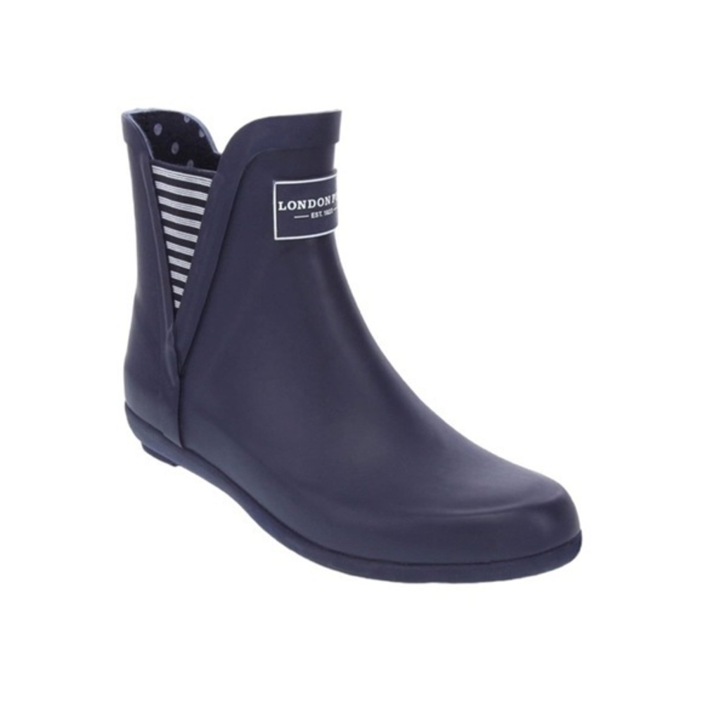 LONDON FOG PICCADILLY BLUE WHITE ANKLE WATERPROOF RAIN BOOTIES 10